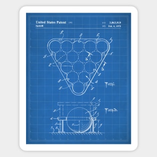 Pool Rack Patent - Pool Player Billiards Home Bar Art - Blueprint Sticker